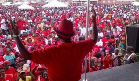 In this file photo Prime Minister the Rt Hon Dr Denzil Douglas is addressing a rally at the end of a past Labour Day March In this file photo Prime Minister the Rt Hon Dr Denzil Douglas is addressing a rally at the end of a past Labour Day March