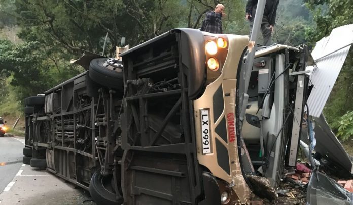 Bus flipped over on a highway in China Bus flipped over on a highway in China