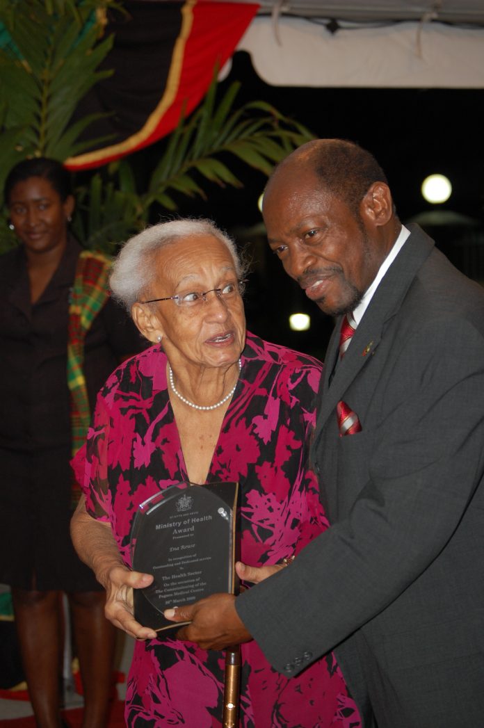 Dr Douglas (right) honouring the mid-wife Nurse Rouse, who delivered him at birth