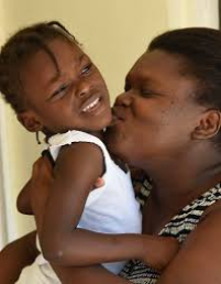 Four-year-old Marecia Marshall with her mother Four-year-old Marecia Marshall with her mother