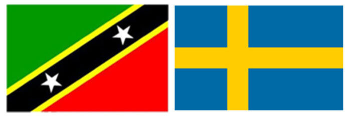 Flags of St. Kitts-Nevis (left) and Sweden (right) Flags of St. Kitts-Nevis (left) and Sweden (right)