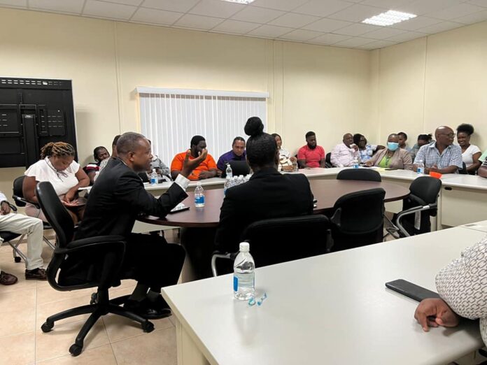 Konris Maynard, Minister of Public Utilities, Transport, Information, Communication, Technology, and Post, hosted his first substantial meeting with the staff of the ICT Department.