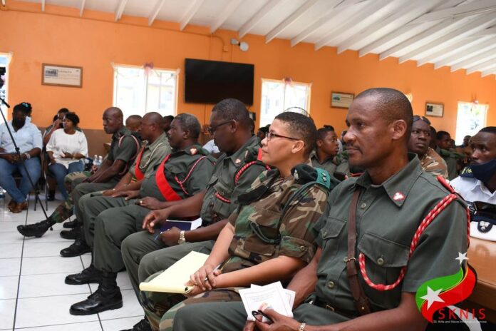 Prime Minister Dr Terrance Drew met with the SKNDF officers during a meeting at the Camp Springfield headquarters on Friday, August 26, 2022. Prime Minister Dr Terrance Drew met with the SKNDF officers during a meeting at the Camp Springfield headquarters on Friday, August 26, 2022.