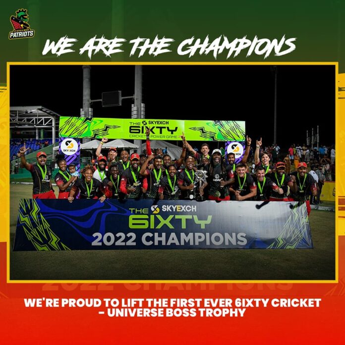 30188786In a fitting twist of fate, Chris Gayle, struck the winning runs to lead St Kitts and Nevis Patriots to the victory of the title with a three-wicket win over Trinbago Knight Riders in the series final at Warner Park in Basseterre, St Kitts, on Sunday.0_3251385281801024_6681538144142176701_n In a fitting twist of fate, Chris Gayle, struck the winning runs to lead St Kitts and Nevis Patriots to the victory of the title with a three-wicket win over Trinbago Knight Riders in the series final at Warner Park in Basseterre, St Kitts, on Sunday.