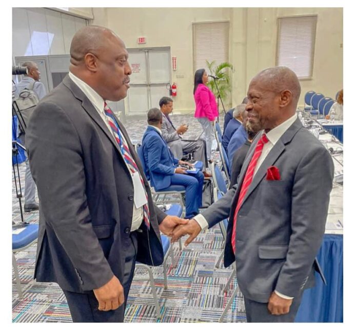 311440254_543767274226264_1900535921886299943_n Dr Denzil Douglas, The minister of international trade for the government of St Kitts and Nevis, travelled to Barbados on October 11 and October 12, 2022, to attend the Joint CARIFORUM – EU Ministerial Meeting.