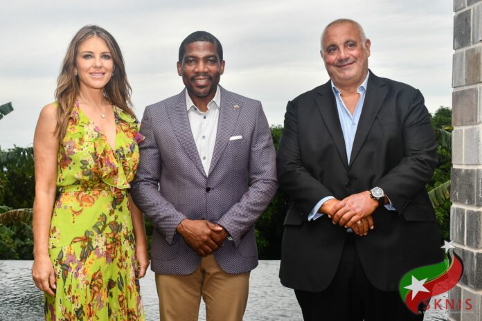 The Prime Minister of St Kitts and Nevis, Dr Terrance Drew, hosted a sit-down meeting with the director of MSR Media, Phillipe Martinez and the British actress Elizabeth Hurley.