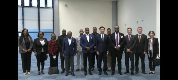 314581745_502494955232154_5403689902689625180_n Priime Minister Dr Terrance Drew with his delegation at the welcoming ceremony at ROC China. Image Courtesy: Facebook, SKNIS