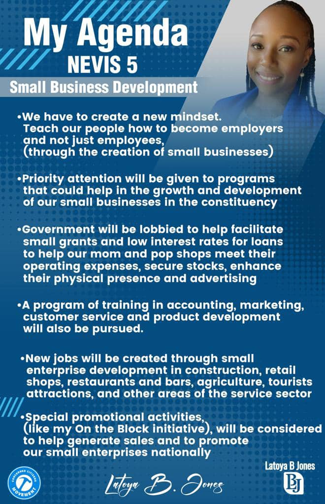 Latoya Jones talks about small business development in Nevis, PC: Facebook, Latoya Biyanca Jones