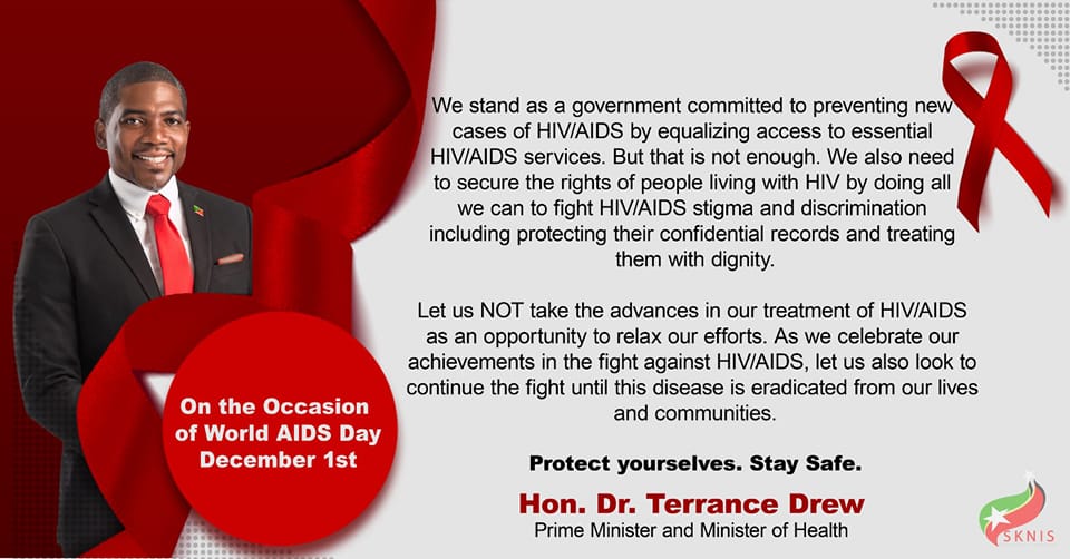 Prime Minister of St Kitts and Nevis, Dr Terrance Drew, commemorated World Aids Day with a post on his social media account.