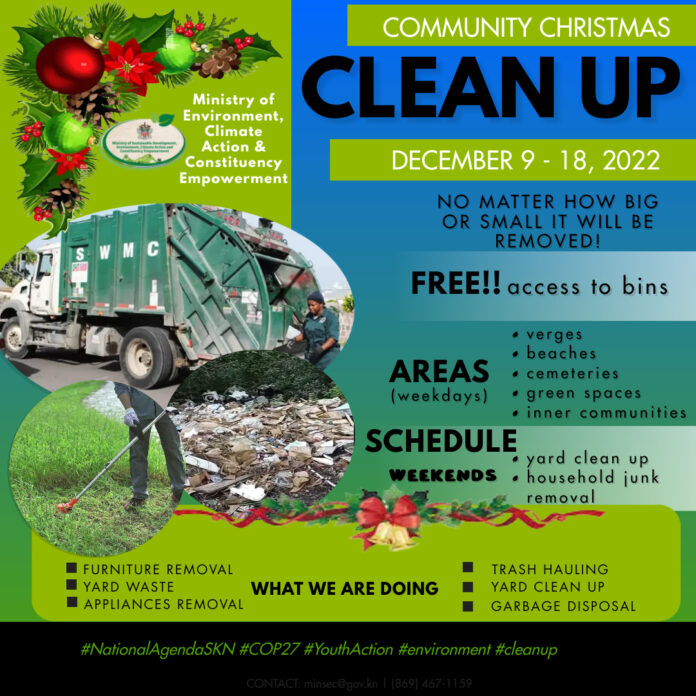 318987124_134644612751829_2249101901018721838_n St Kitts hosts community christmas cleanup in all constituencies, PC: Facebook