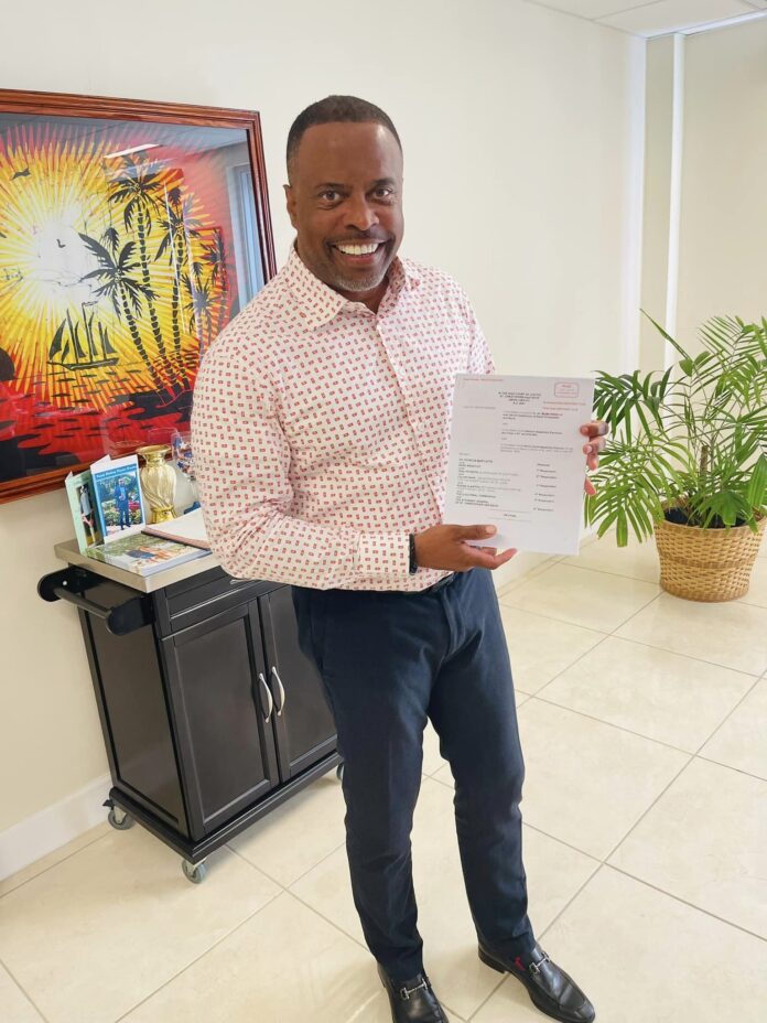 Mark Brantley receives election petition from NRP on his birthday