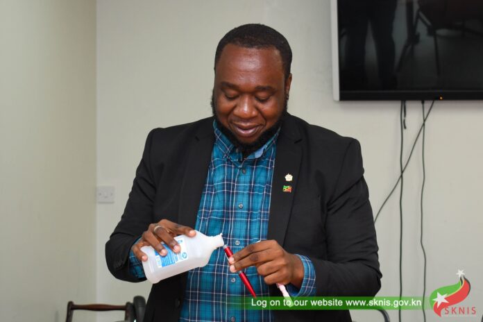 Terrance Drew thanks SKN Embassy Taiwan for donation of multipurpose pens, PC: Facebook