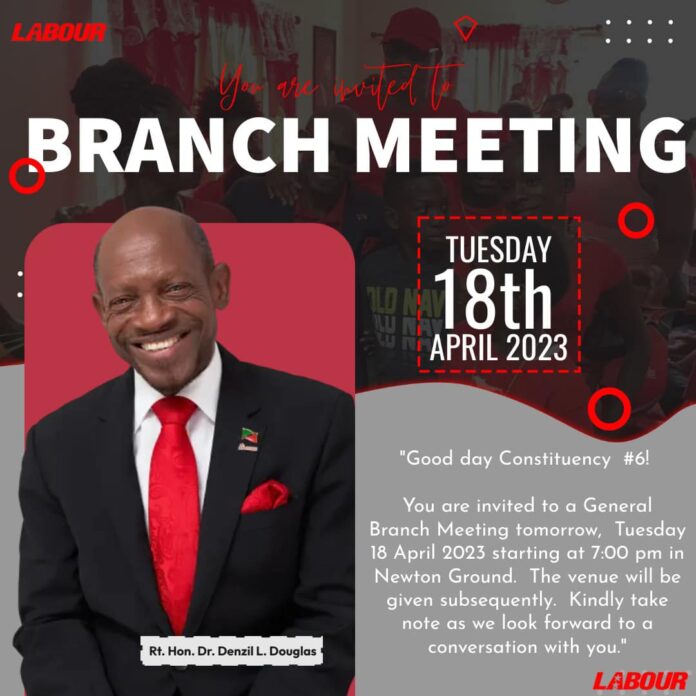 Denzil Douglas hosts Branch Meeting for Constituency 6