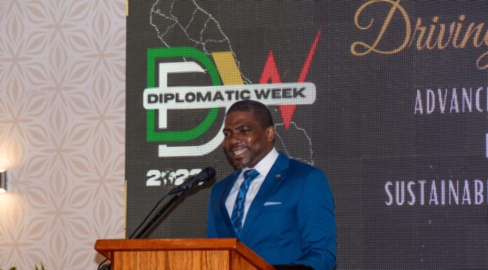 343130055_124085087322772_7681612338661608074_n PM Terrance Drew delivers remarks at Diplomatic Week 2023, appreciates intl reps for attending, Image Courtesy: Facebook, SKNIS