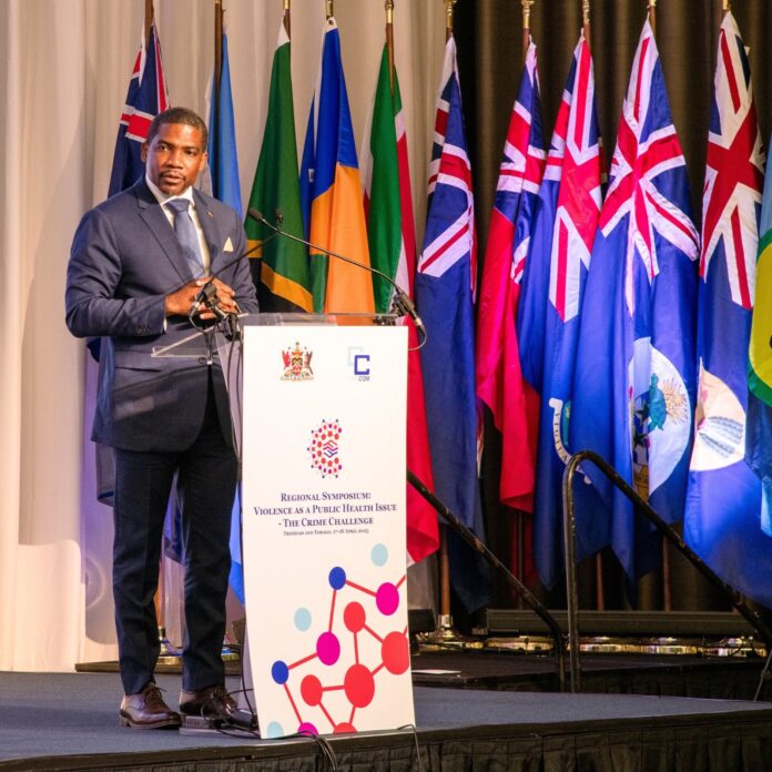 PM Terrance Drew addresses regional symposium for violence at Trinidad and Tobago, Image Courtesy: Facebook