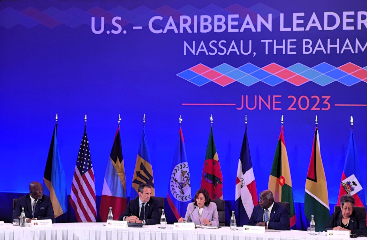 PM Terrance drew and US Vice President Kamala Harris with Caribbean Leaders at US-Caribbean Leaders' meeting