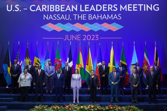 WhatsApp Image 2023-06-09 at 11.00.20 PM Terrance drew and US Vice President Kamala Harris with Caribbean Leaders at US-Caribbean Leaders' meeting