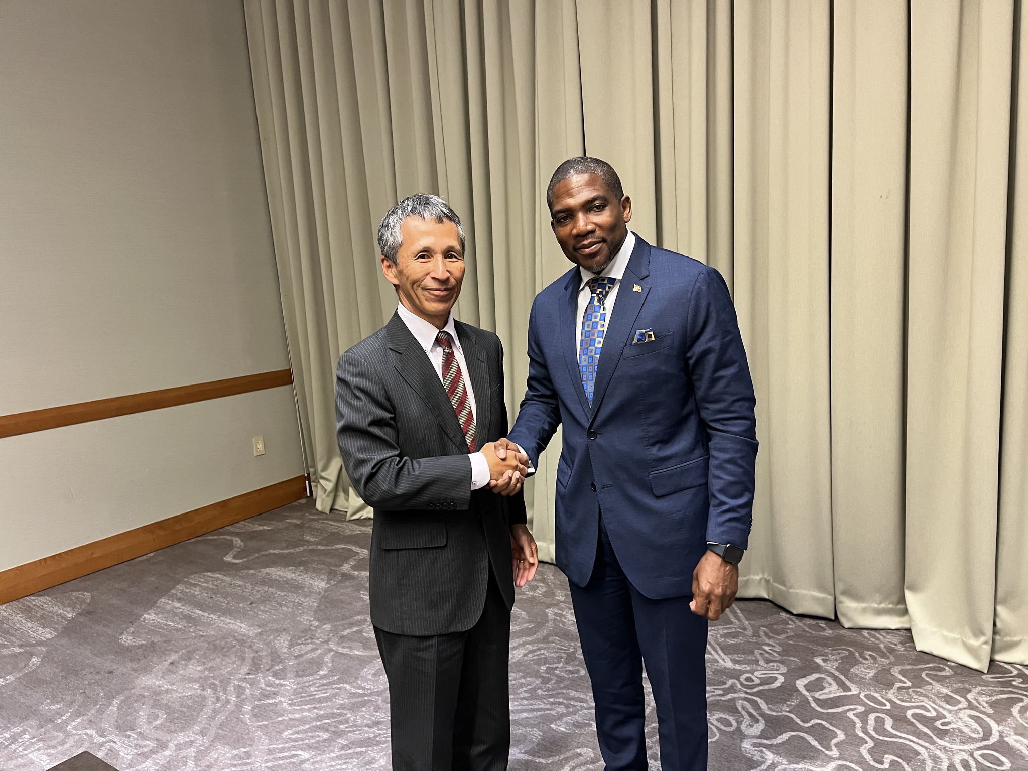 Yukata Matsubara Ambassador of Japan to CARICOM and Prime Minister of Saint Kitts and Nevis, Dr Terrance Drew