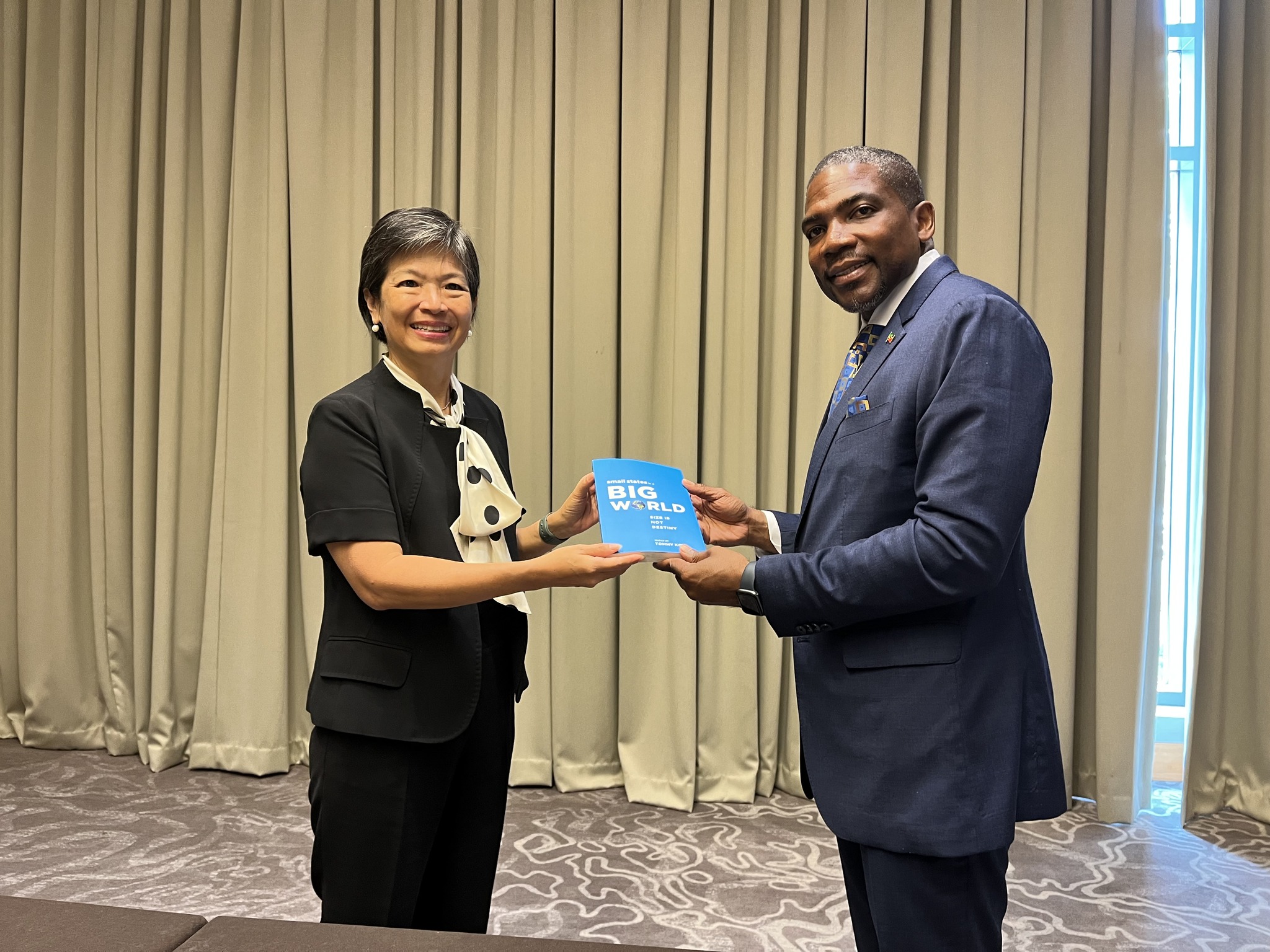 Karen Tan, Ambassador of Singapore to CARICOM and Prime Minister of Saint Kitts and Nevis, Dr Terrance Drew, Image Courtesy: Facebook