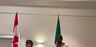 PM Terrance Drew meets HC Lilian Chatterjee at Independence 40 reception in Canada