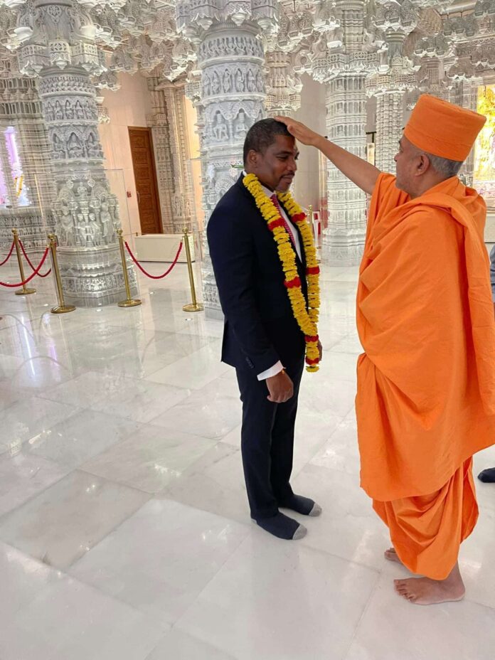 PM Terrance Drew visits first Hindu temple in Abu Dhabi, IImage: Facebook