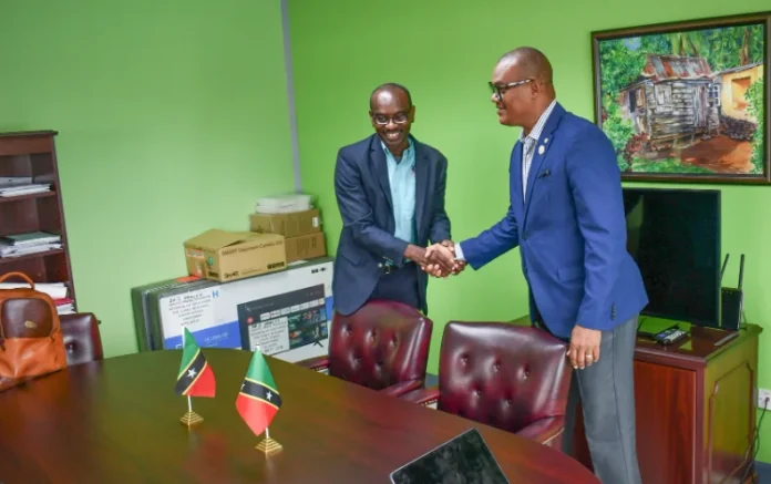 Professor Justin Robinson met DY PM of St. Kitts and Nevis, Geoffrey Hanley. (Credits: St.Kitts and Nevis Information Service - SKNIS, Facebook)