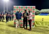 Minister Samal Duggins congratulated the winning team Molineaux Blue Runners. (Credits: Samal Duggins, Facebook)