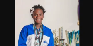 The gold medallist of Whitsuntide Games De’Cheynelle Thomas. (Credits: SKN PULSE MEDIA, Facebook)