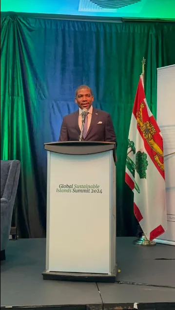 PM Drew at Global Sustainable Island Summit. (Credits: St.Kitts and Nevis Information Service - SKNIS, Facebook)