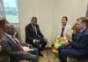 Prime Minister Drew and Dr. Denzil Douglas engages in Diplomatic Discussions with Deb Haaland, and Roger Nyhus at SIDS4 in Antigua. Credits: Facebook, PM Dr. Terrance Drew.