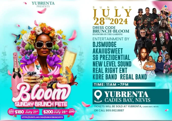 image - 2024-07-25T125357.390 Yubrenta’s Bloom Sunday Brunch set to fill Nevis with mouthwatering treats. Credits: Facebook.