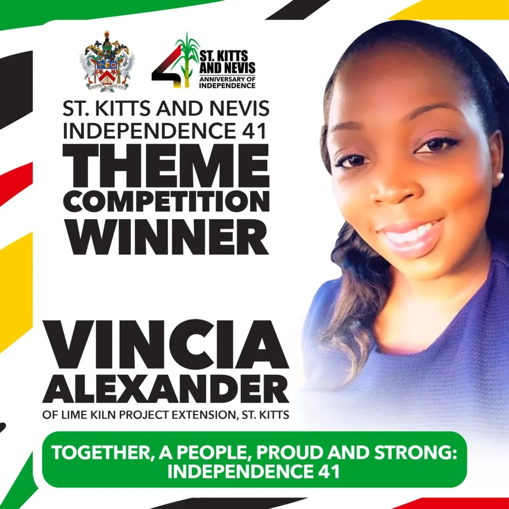 The theme has been crafted by Vincia Alexander of Lime Kiln Project Extension, St. Kitts. Credits: SKNIS.