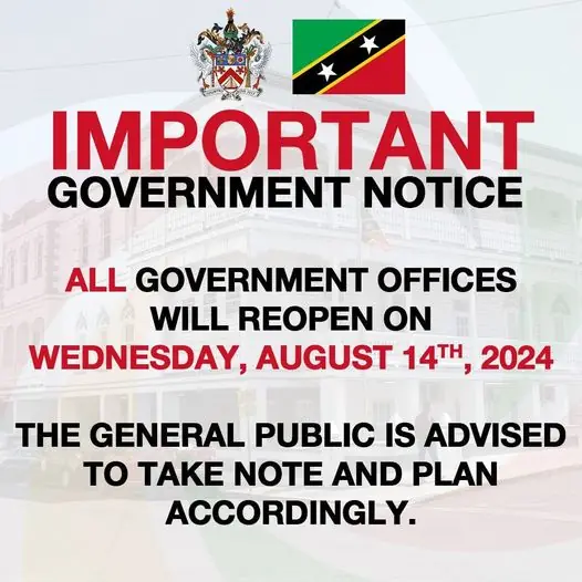 image - 2024-08-14T115421.766 Government Offices to Open as the TS Ernesto passes away from St Kitts and Nevis. Credits: Facebook.