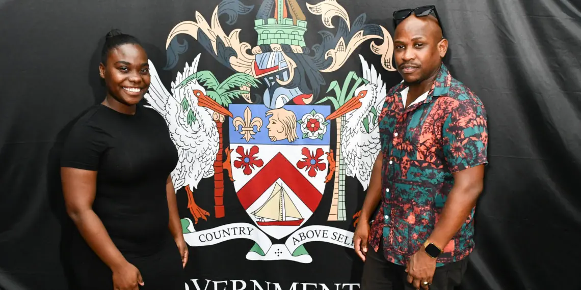 Director Roberitine Webbe and Officer Casim Pemberton. Credits: SKNIS.