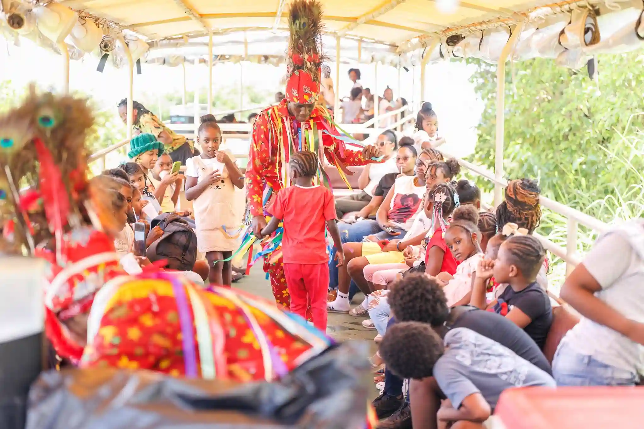Children at the St Kitts Scenic Railway.
