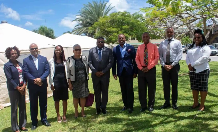 Premier Brantley Tour Temporary Erected Field Hospital to Assess Health Sector. Credits: Facebook.