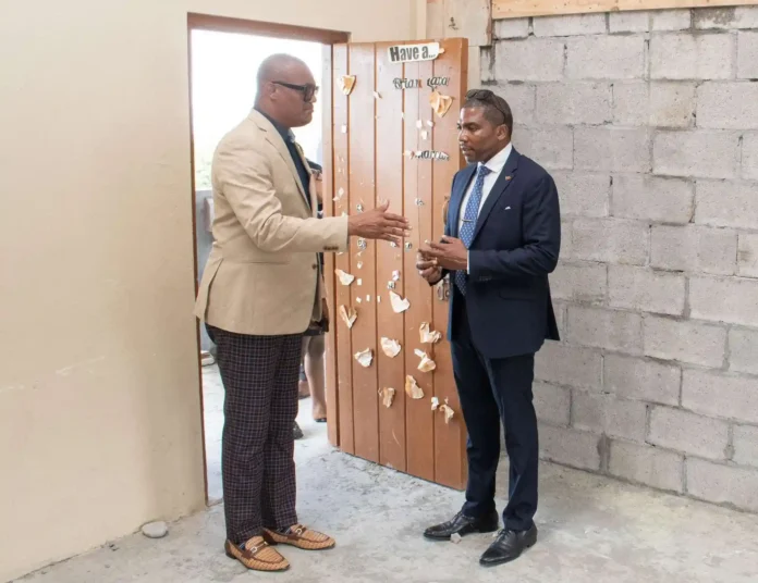 PM Terrance Drew visits Cayon High School to Assess Work Progress. Credits: Facebook.