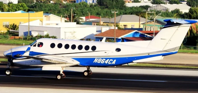 Beech King (N864CA) Air Ambulance arrives at St Kitts RLB International Airport. Credits: SKBenrgy.