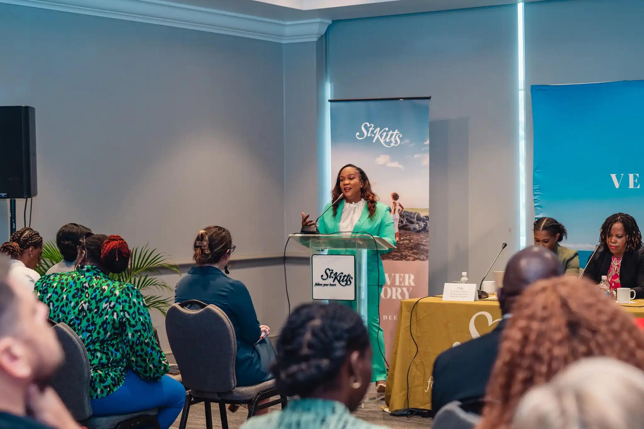 Minister Marsha Henderson at recent press conference.
