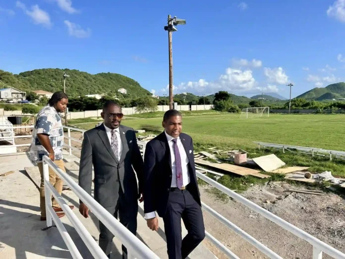 PM Drew and Samal Duggins Tours Conaree Football Stadium, Lauds Progress.
