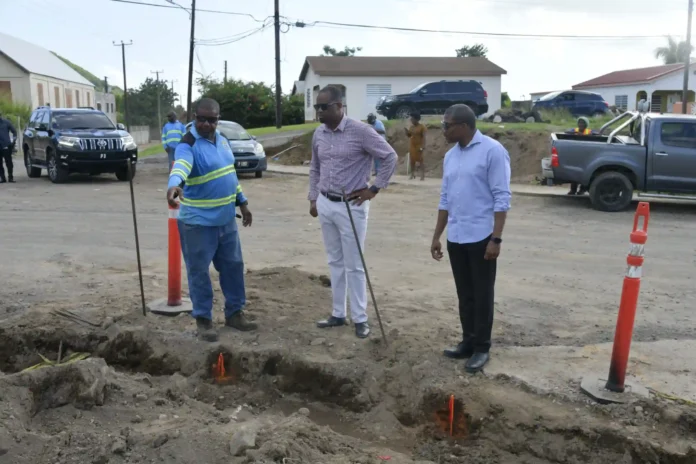 PM Drew and Minister Maynard Evaluates Progress of St Peters Main Road Rehabilitation.