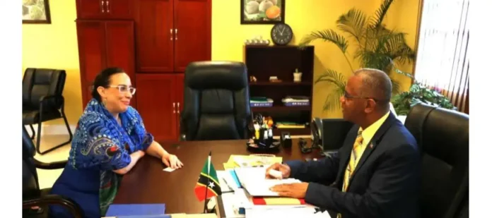 Screenshot_20250612-053531.Facebook HC Brenda Wills pays courtesy call to Eric Evelyn in Nevis