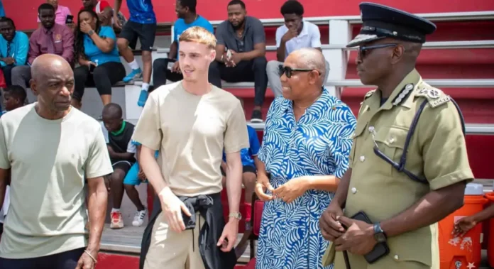 Cole Palmer surprise visits Kittitian FCs at Newtown Playing Field