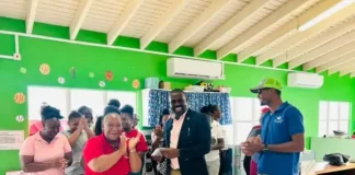 Samal Duggins donates AC units to daycare in Old Road, Image: Facebook
