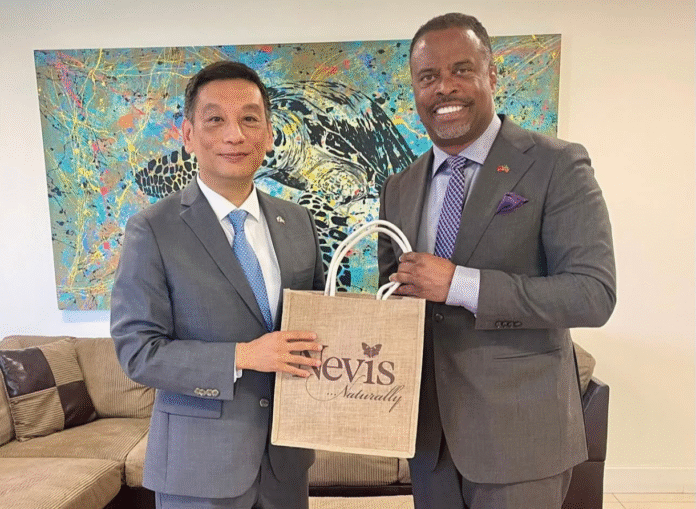 Screenshot_20250810-113927.Facebook The Premier of Nevis, Mark Brantley met with the Ambassador of Taiwan to St Kitts and Nevis Edward Tao for a courtesy call.