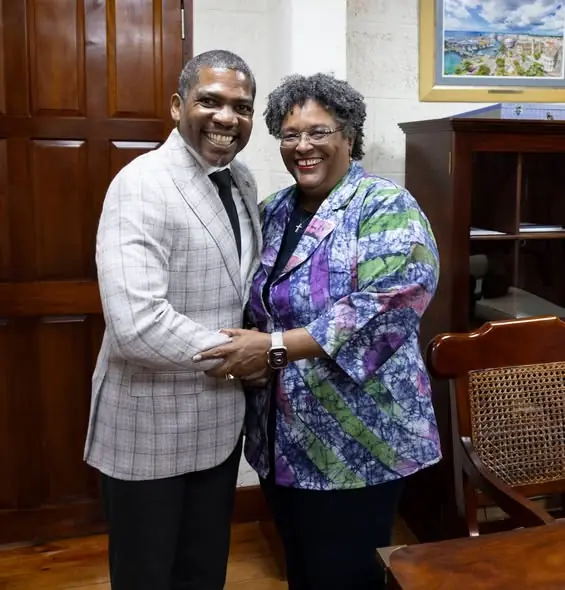PM Terrance Drew Meets Barbados PM Mia Mottley During Ceremonial Parliament Opening