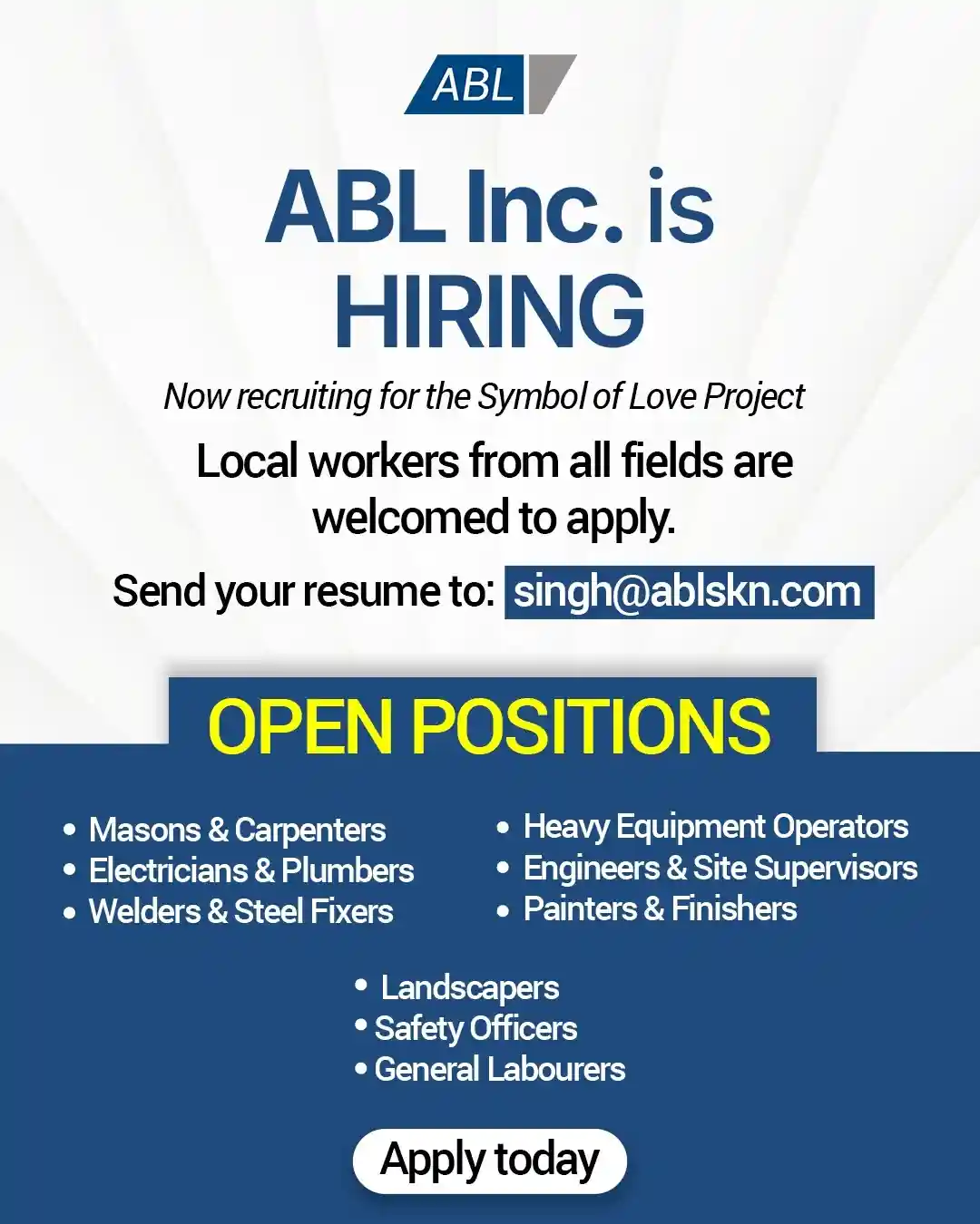 ABL Inc Is hiring