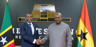 The Prime Minister of St Kitts and Nevis, Dr terrance Drew was welcomed into Accra, Ghana with full state honors.