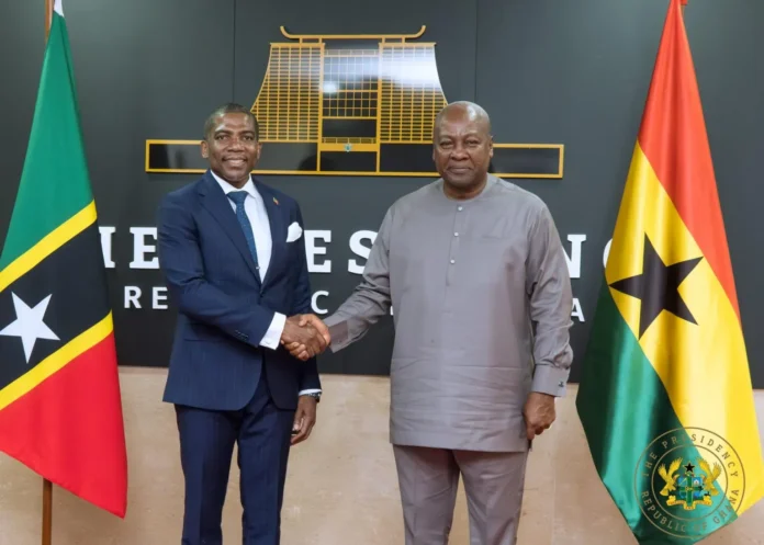 The Prime Minister of St Kitts and Nevis, Dr terrance Drew was welcomed into Accra, Ghana with full state honors.