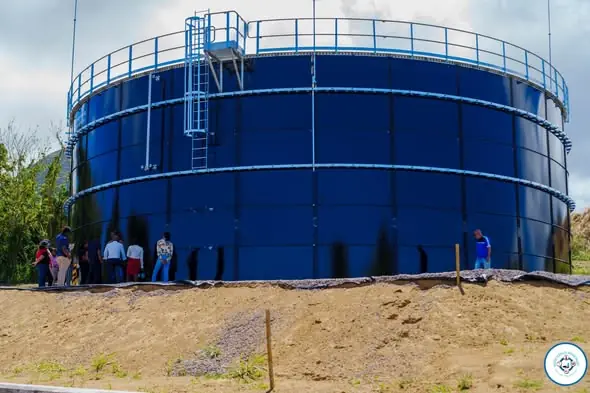 657878515_1548322487298125_2653609665084356131_n A brand new 500,000 gallon glass fused steel tank is being constructed in Cayon to provide more relief to the people